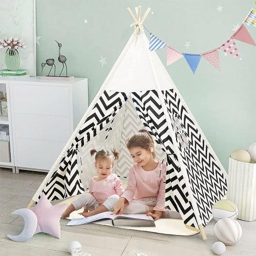 Teepee Tent for Kids Foldable Children Play Tent with  Mat for Indoor Outdoor (Stripe) - Toytexx Teepee Tent for Kids Foldable Children Play Tent with  Mat for Indoor Outdoor (Stripe) - Toytexx